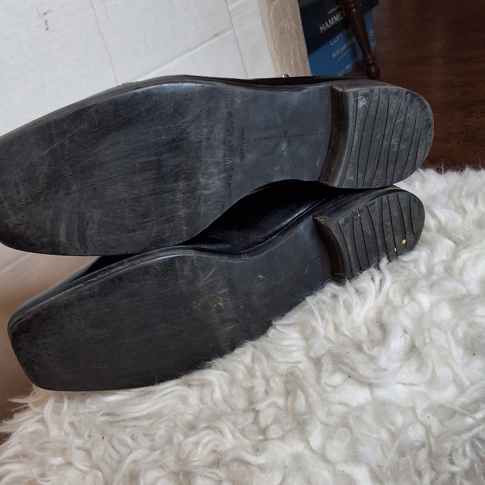 Stuart Weitzman Negev Jet Mirror Leather And Calf Black Leather Booties 9 - Picture 5 of 13